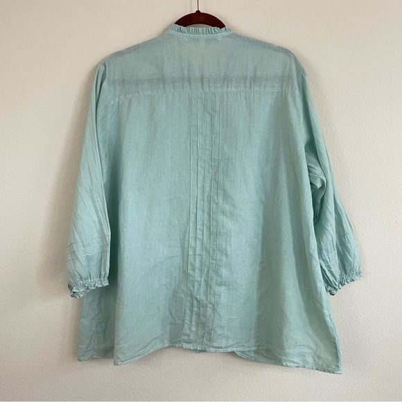 JP and Mattie Mint Green Lace Trim Oversized Button Down Top Cottagecore Size L - Picture 4 of 5